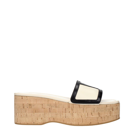 Sandales compensées en cuir beige Valentino Garavani
