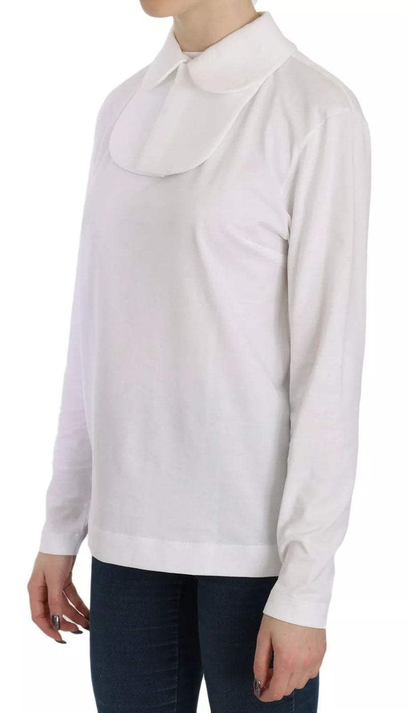 Dolce & Gabbana Blouse Longue en Coton Blanc avec Col