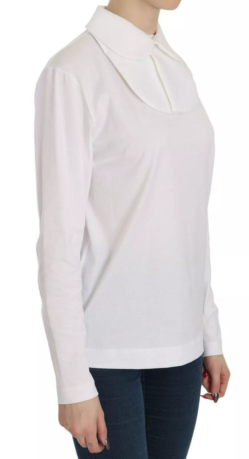Dolce & Gabbana Blouse Longue en Coton Blanc avec Col