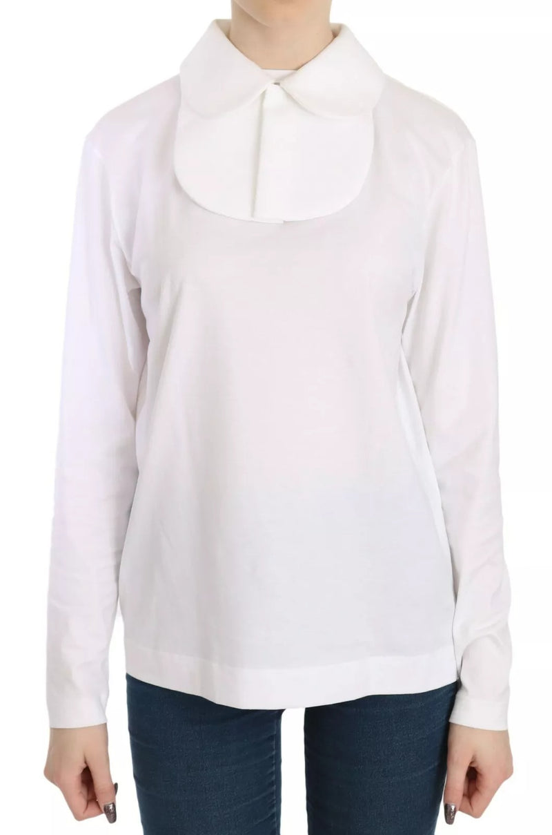 Dolce & Gabbana Blouse Longue en Coton Blanc avec Col