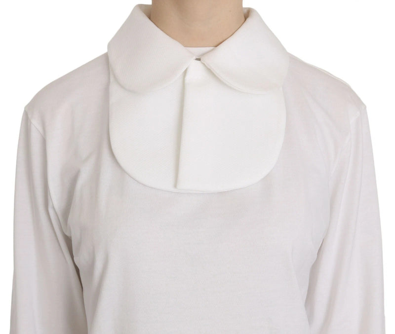Dolce & Gabbana Blouse Longue en Coton Blanc avec Col