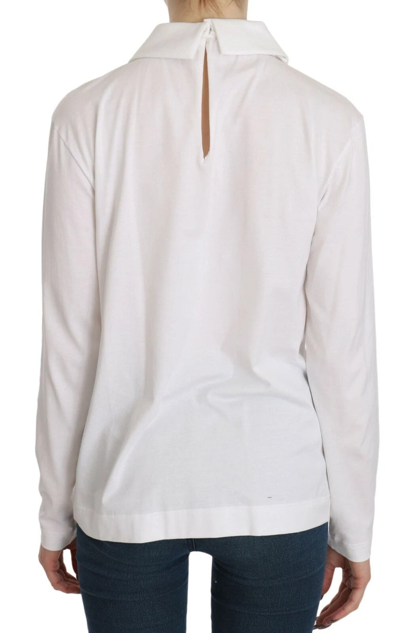 Dolce & Gabbana Blouse Longue en Coton Blanc avec Col
