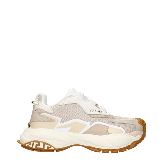 Sneakers à semelle épaisse en tissu beige de Versace