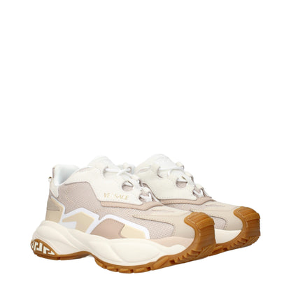 Sneakers à semelle épaisse en tissu beige de Versace
