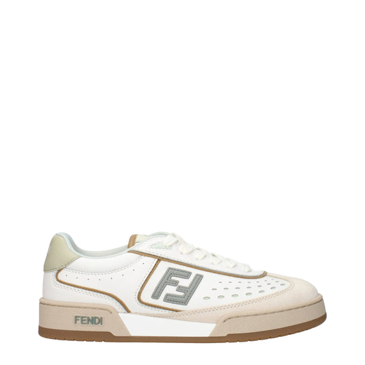 Baskets basses en cuir blanc Fendi
