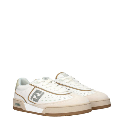 Baskets basses en cuir blanc Fendi