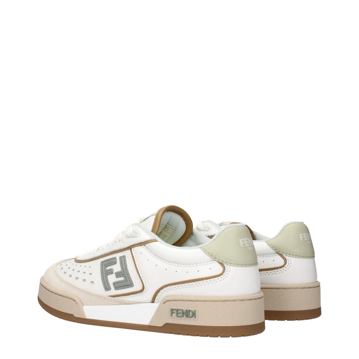Baskets basses en cuir blanc Fendi
