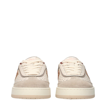 Baskets basses en cuir beige Fendi