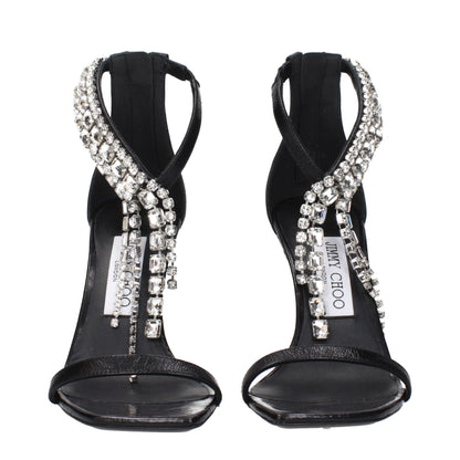 Sandales à talons aiguilles en cuir noir de Jimmy Choo
