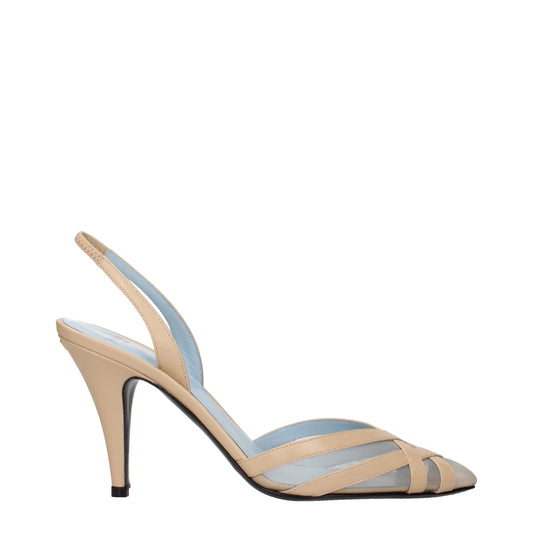Sandales à talons aiguilles en cuir beige Valentino Garavani