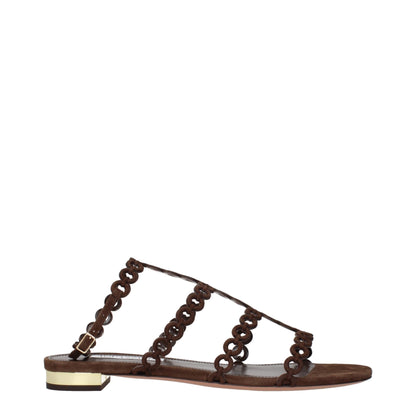 Sandales plates en cuir marron Aquazzura