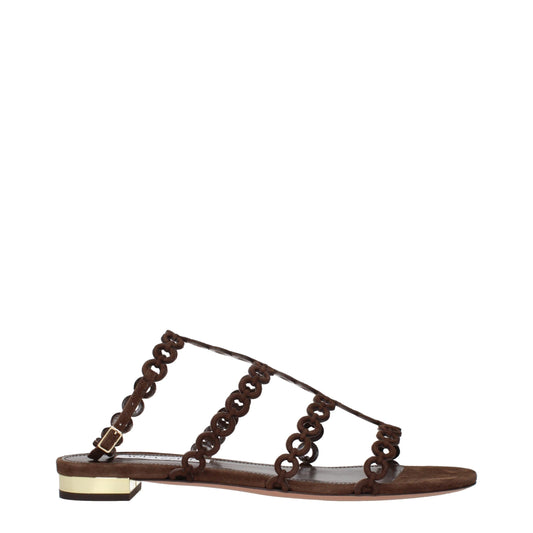 Sandales plates en cuir marron Aquazzura