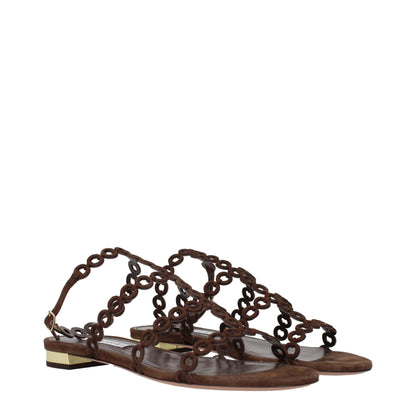Sandales plates en cuir marron Aquazzura