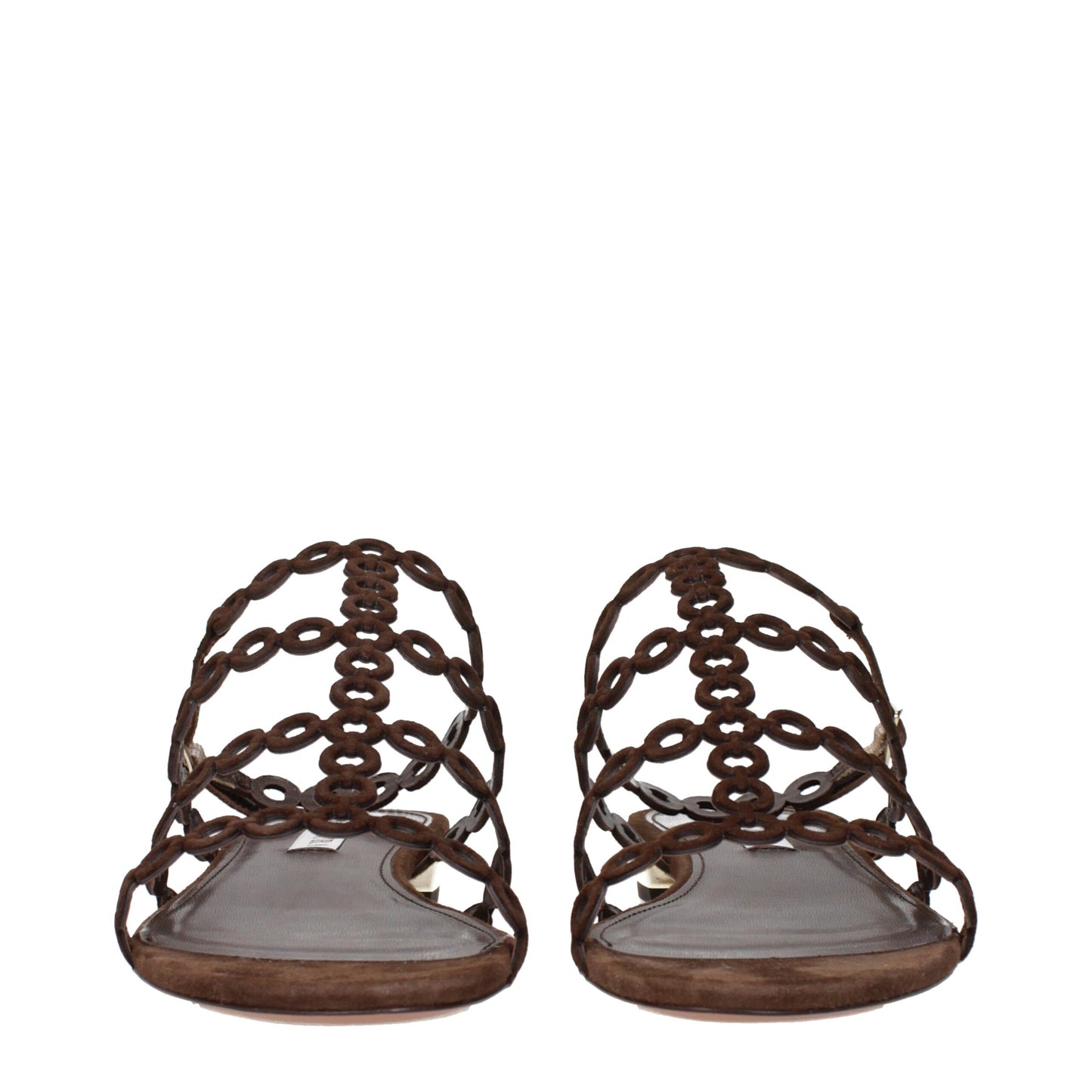 Sandales plates en cuir marron Aquazzura