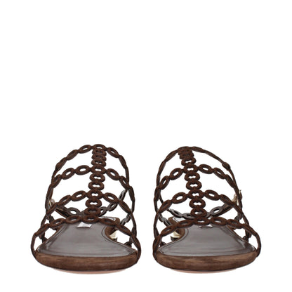 Sandales plates en cuir marron Aquazzura