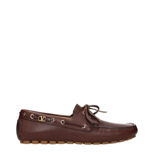 Mocassins à enfiler en cuir marron Valentino Garavani