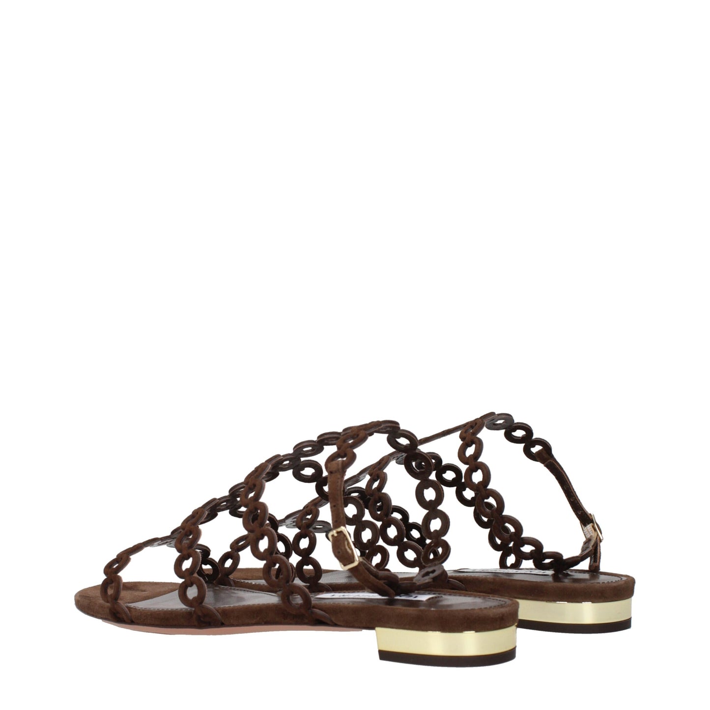 Sandales plates en cuir marron Aquazzura