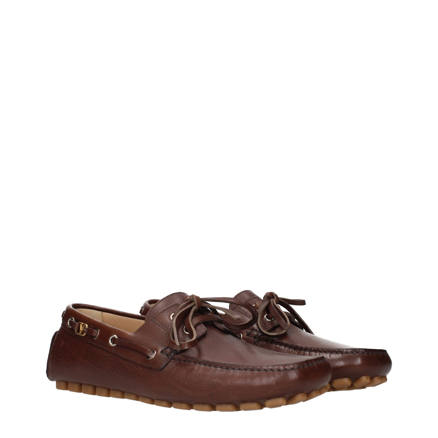 Mocassins à enfiler en cuir marron Valentino Garavani