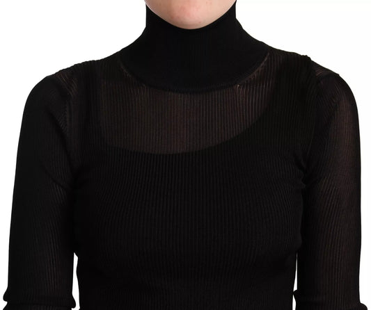 Pull-over ajusté à col roulé noir Dolce & Gabbana