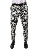 Pantalon en coton mélangé à imprimé abstrait noir et blanc Dolce &amp; Gabbana