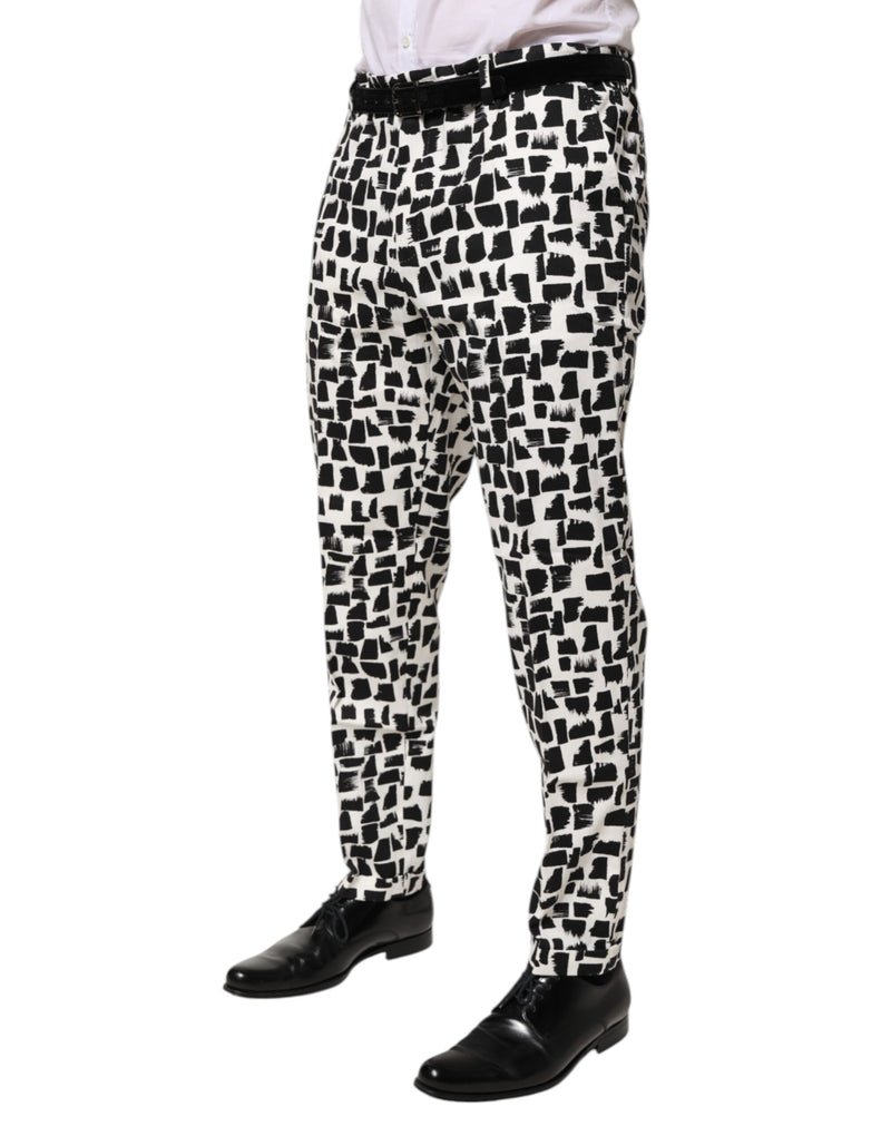 Dolce &amp; Gabbana broek van katoenmix met zwart-wit abstract print