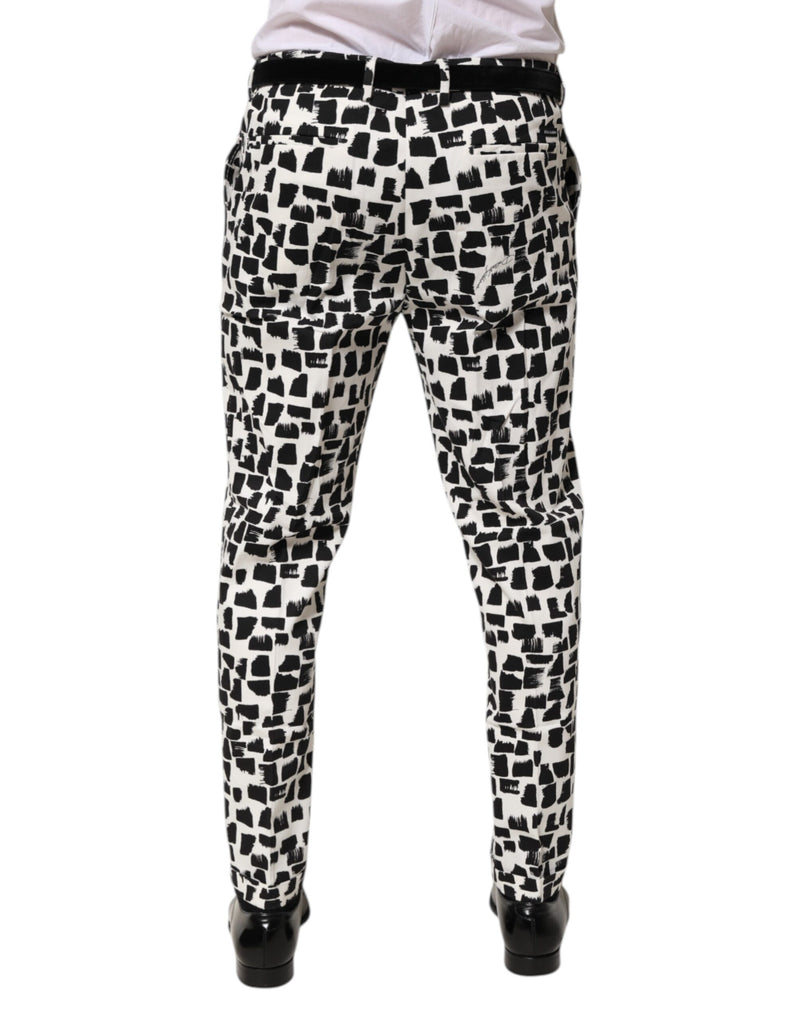 Dolce &amp; Gabbana broek van katoenmix met zwart-wit abstract print