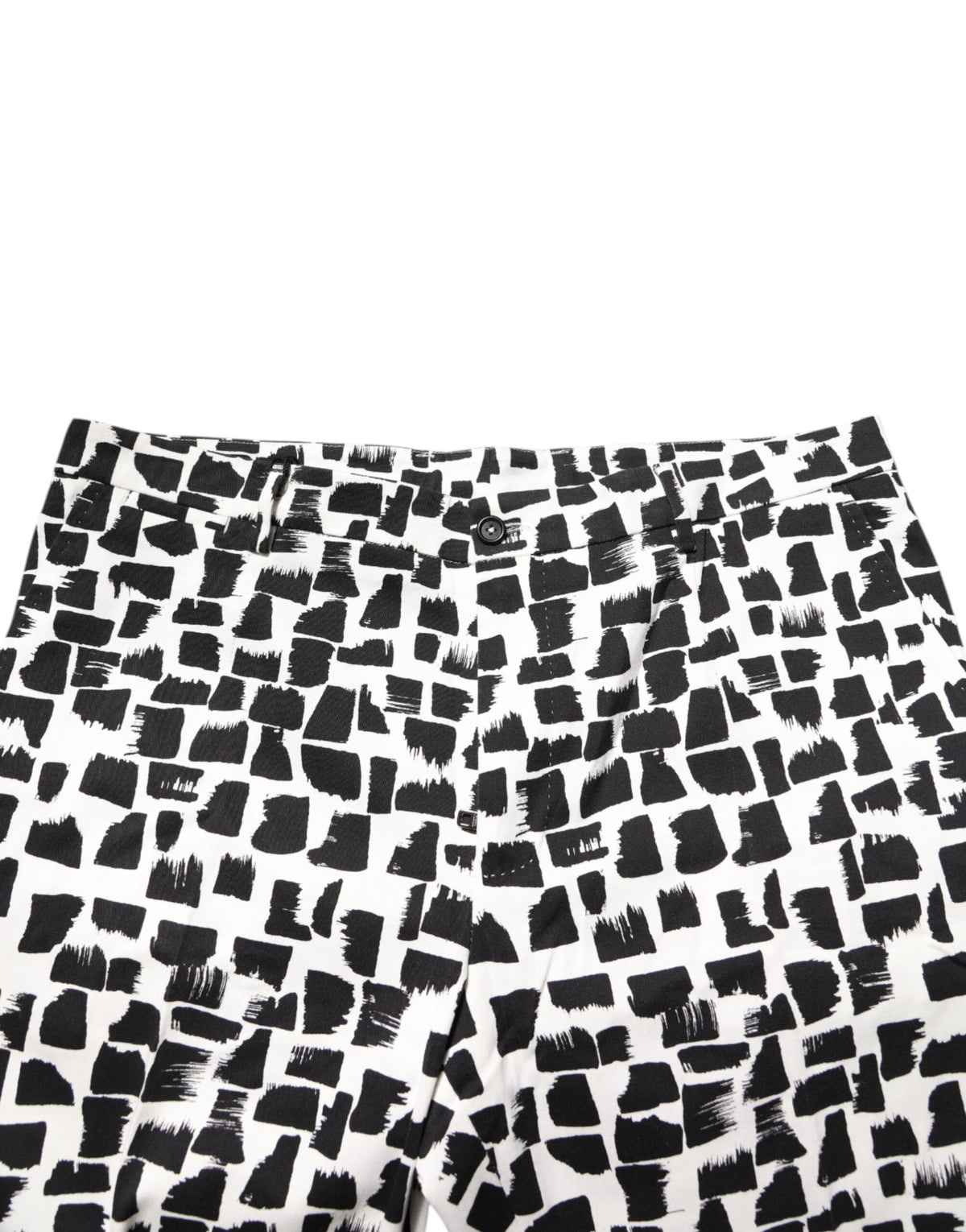 Pantalon en coton mélangé à imprimé abstrait noir et blanc Dolce &amp; Gabbana