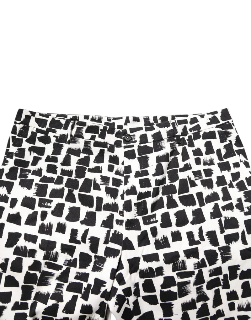 Dolce &amp; Gabbana broek van katoenmix met zwart-wit abstract print