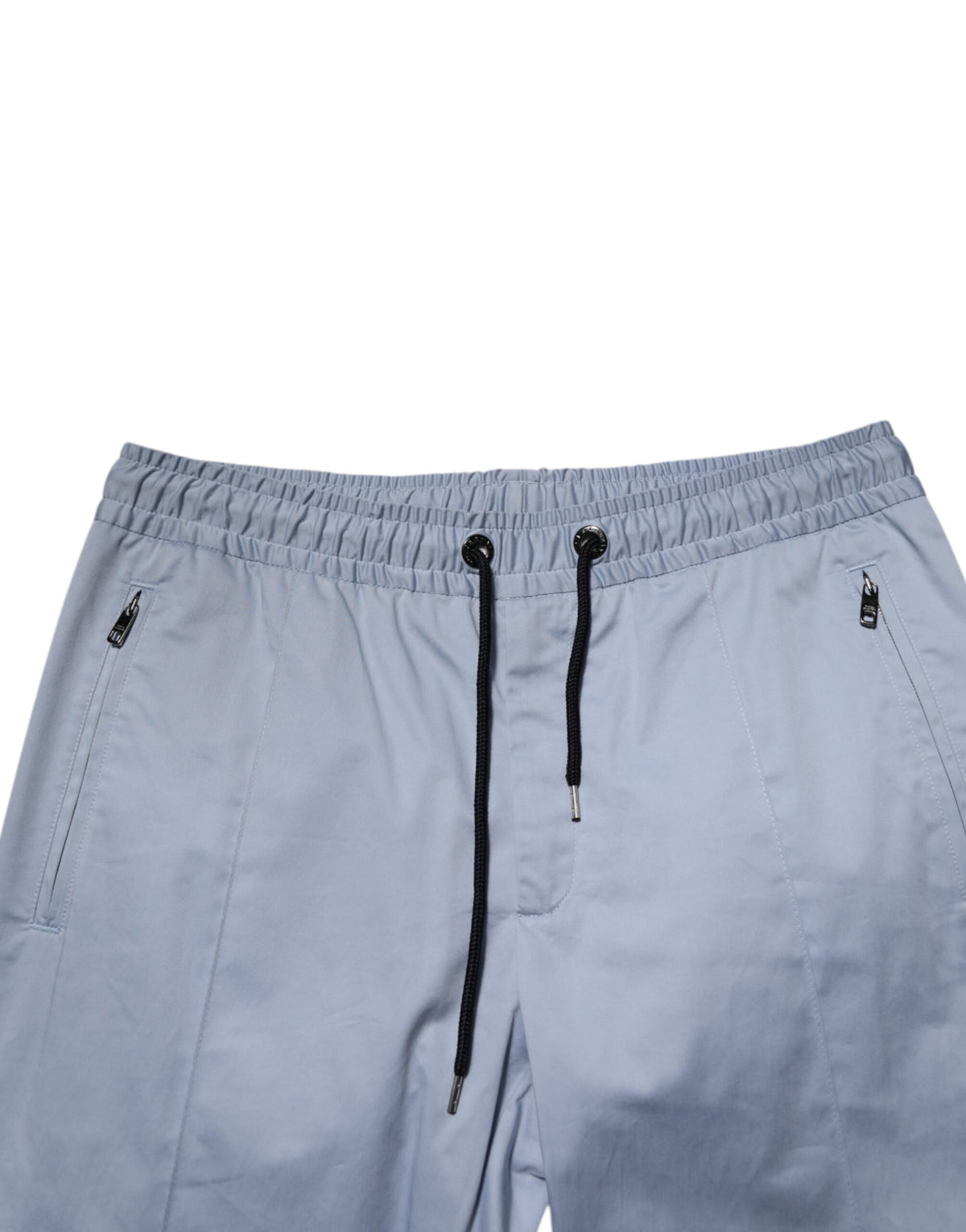 Pantalon homme Dolce &amp; Gabbana en coton bleu clair, taille élastique avec cordon.