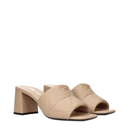 Prada Sandales-chaussons en cuir beige