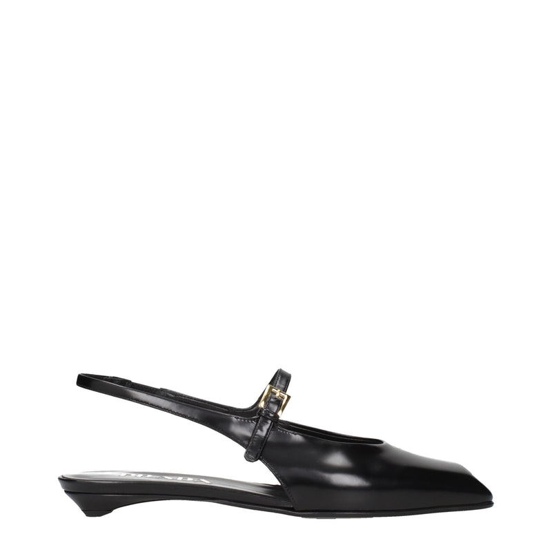 Prada Black Leather Flat Sandals - Stylish Women's Footwear