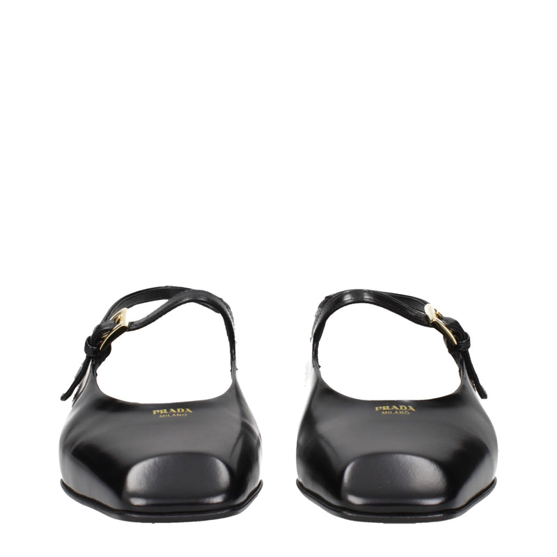 Prada Black Leather Flat Sandals - Stylish Women's Footwear