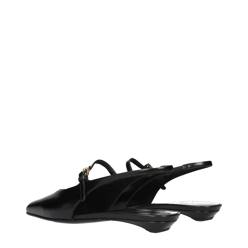 Prada Black Leather Flat Sandals - Stylish Women's Footwear