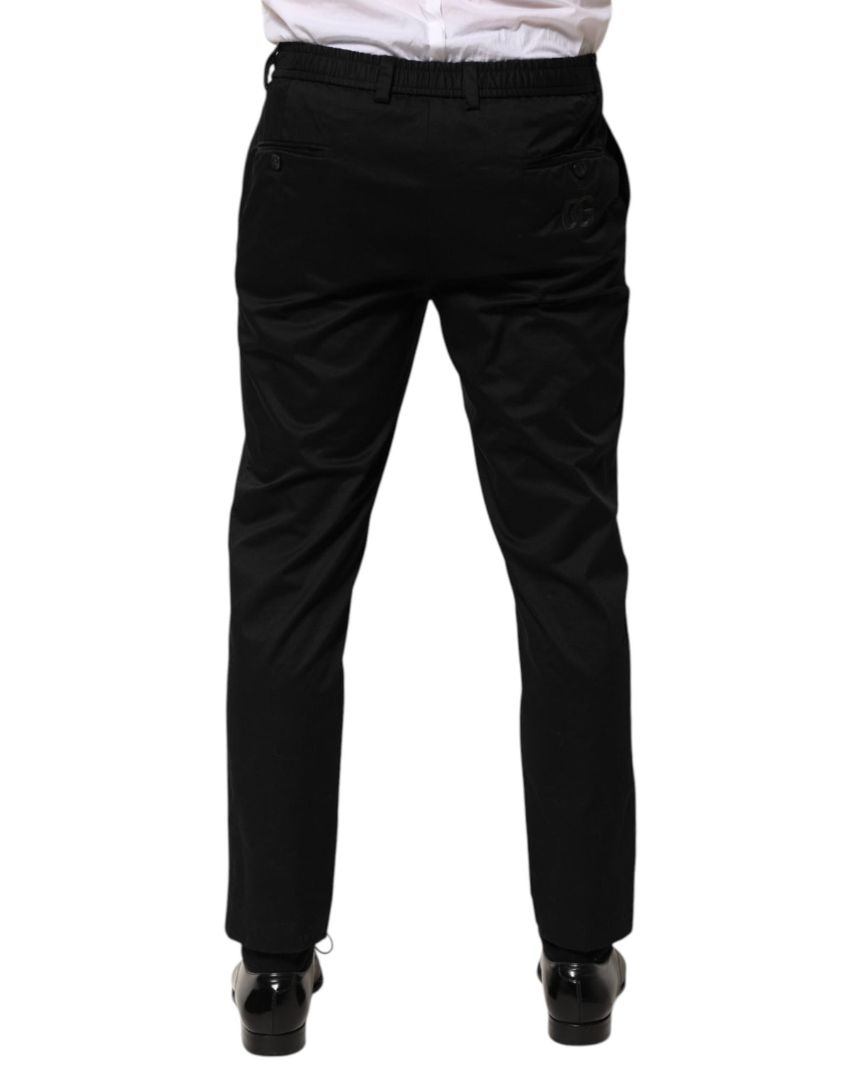 Pantalon tailleur noir en coton pour homme, coupe fuselée, Dolce &amp; Gabbana