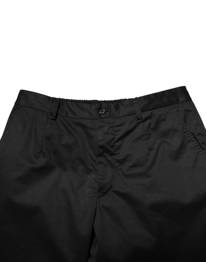 Dolce & Gabbana Black Cotton Tapered Men Formal Trousers Pants