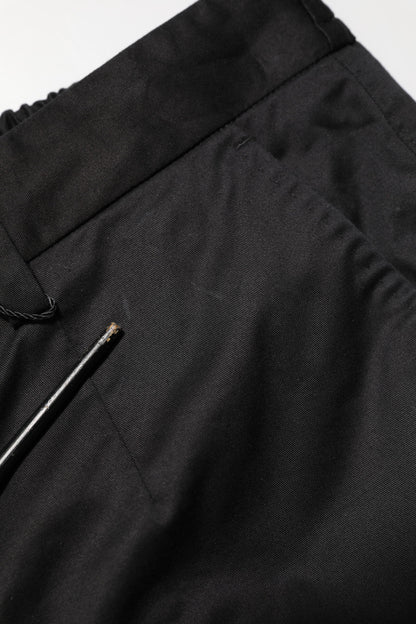 Dolce & Gabbana Black Cotton Tapered Men Formal Trousers Pants