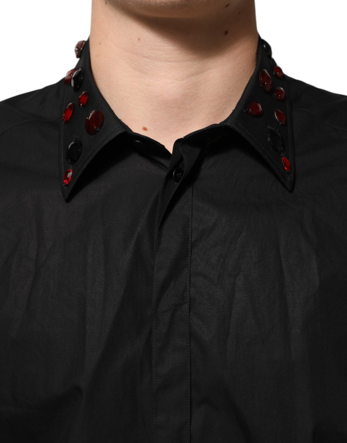 Chemise homme Dolce &amp; Gabbana en coton noir avec col décoré