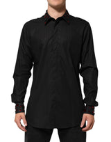 Chemise homme Dolce &amp; Gabbana en coton noir avec col décoré