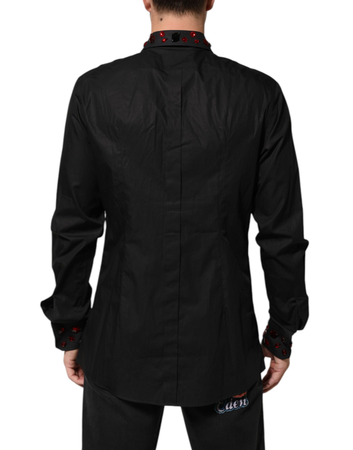 Chemise homme Dolce &amp; Gabbana en coton noir avec col décoré