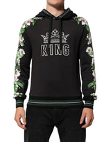 Sweat à capuche Dolce &amp; Gabbana KING avec logo couronne de fleurs d'orchidées noires