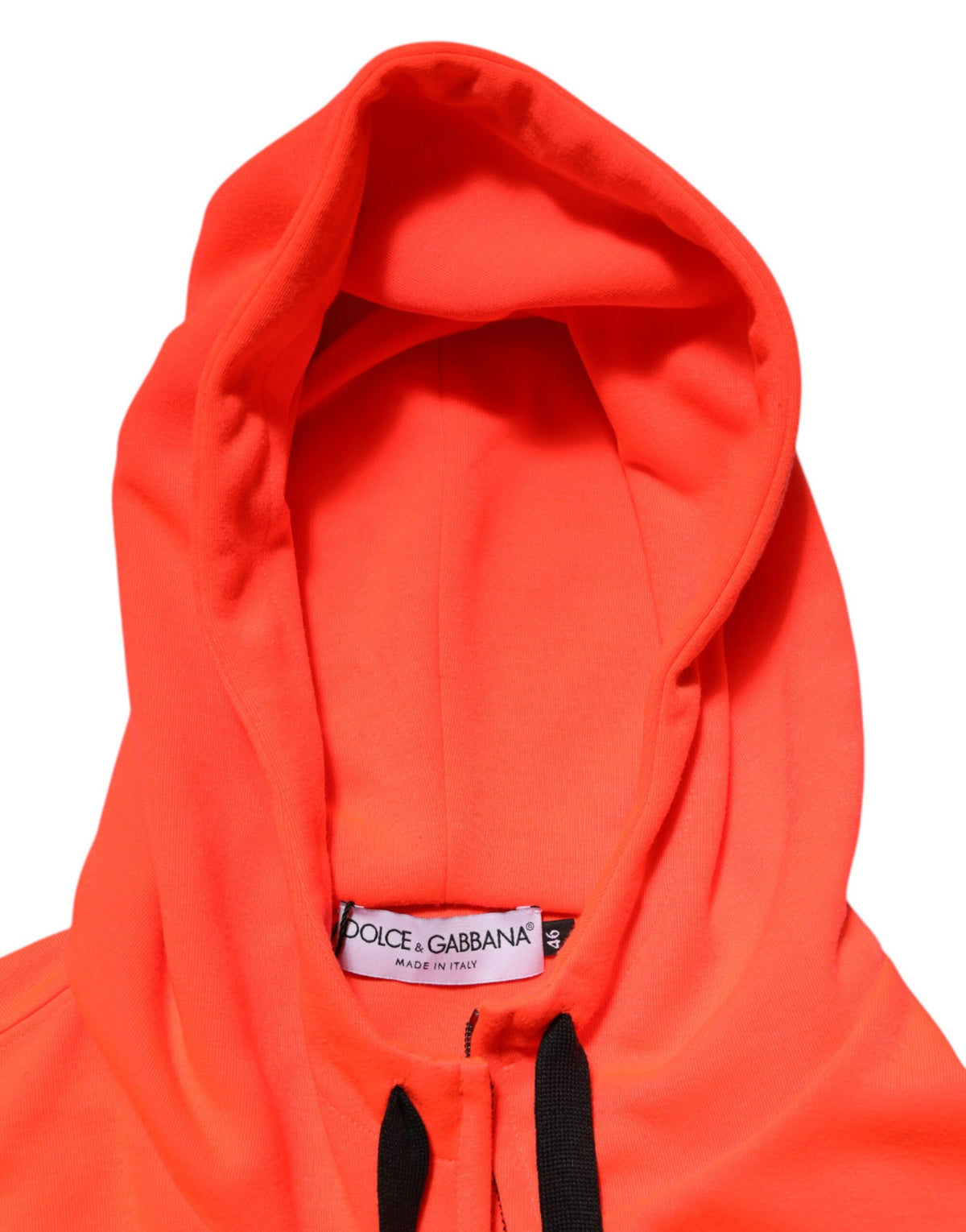 Sweat à capuche en polyester rouge fluorescent avec patch logo Dolce &amp; Gabbana