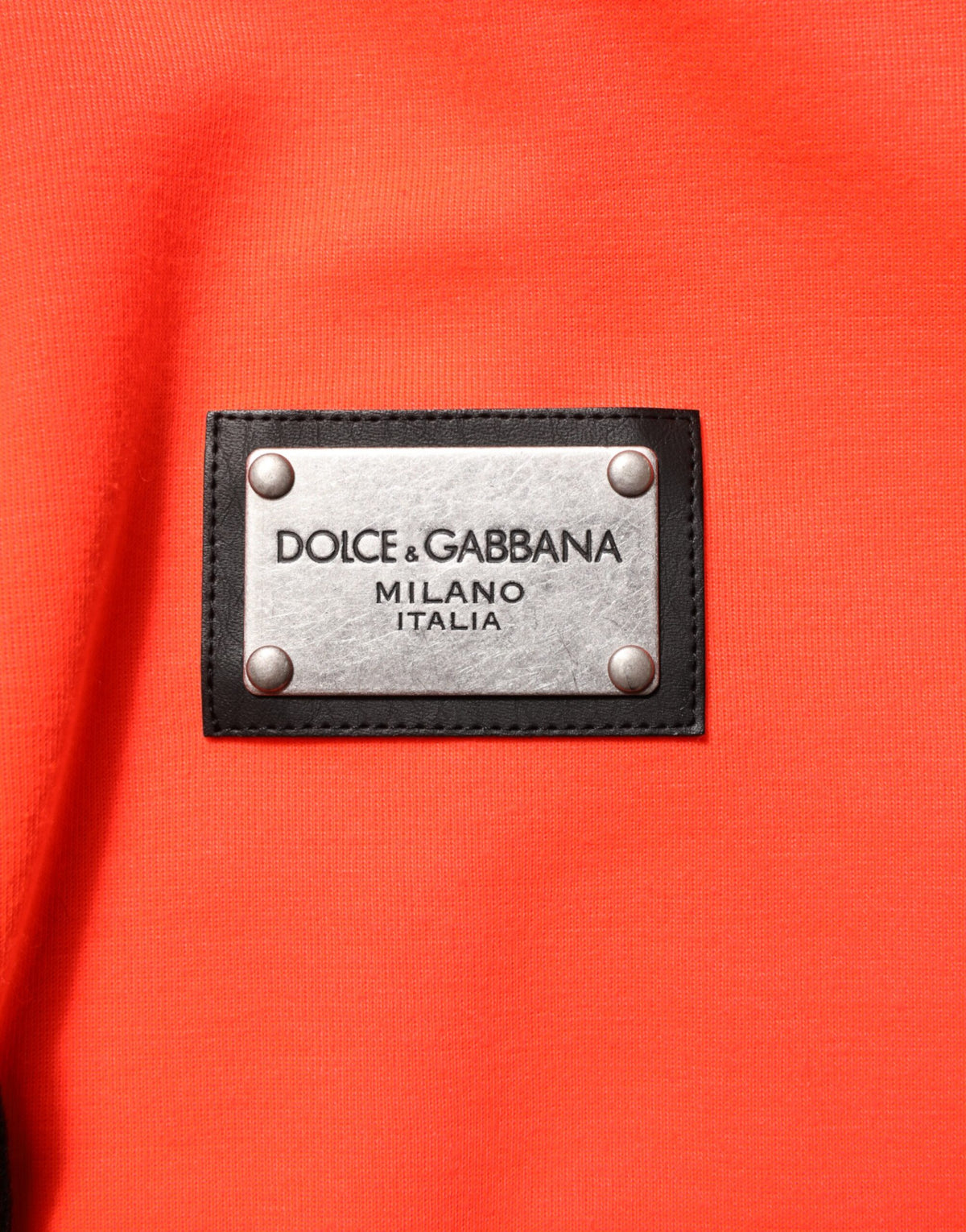 Sweat à capuche en polyester rouge fluorescent avec patch logo Dolce &amp; Gabbana