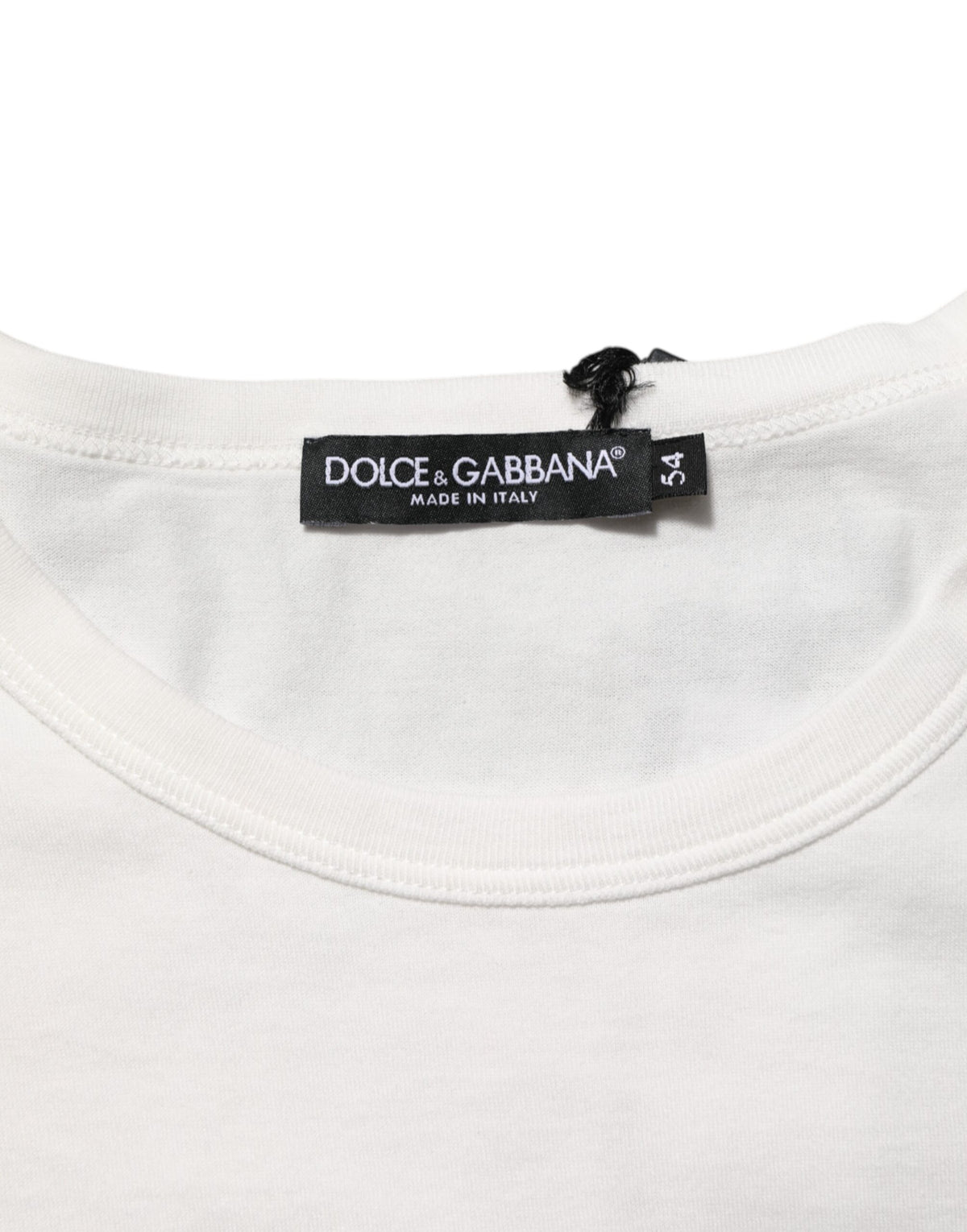 T-shirt homme en coton blanc Dolce &amp; Gabbana avec logo DG en relief.