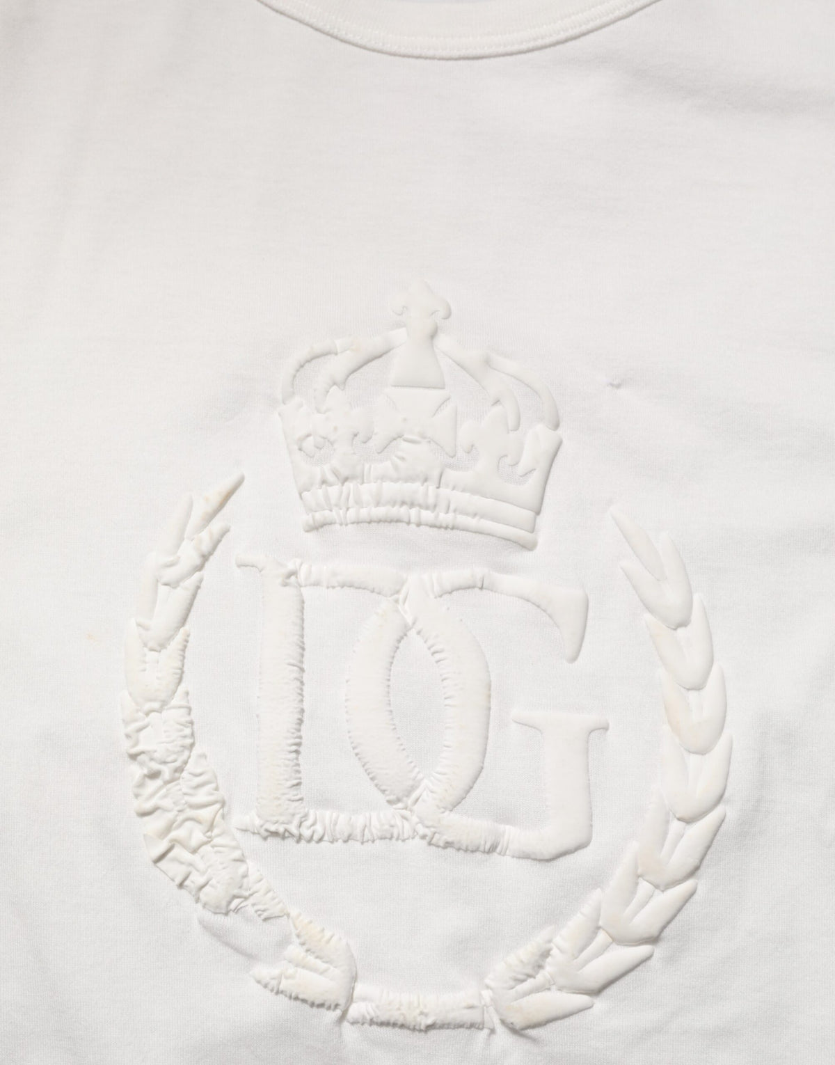 T-shirt homme en coton blanc Dolce &amp; Gabbana avec logo DG en relief.