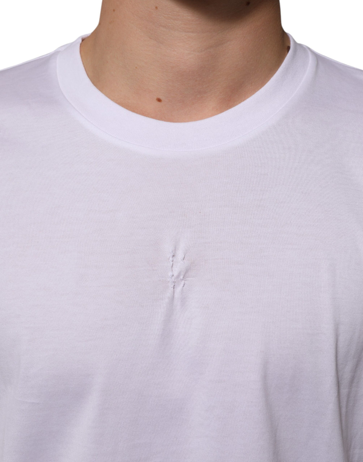 T-shirt homme Dolce &amp; Gabbana en coton blanc avec logo et col rond.