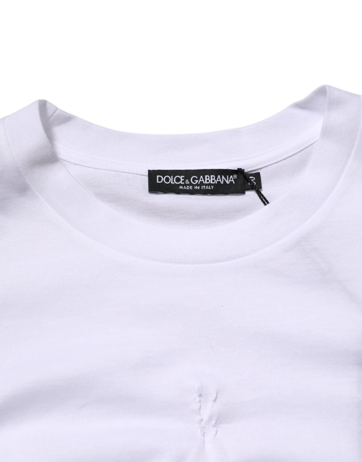 T-shirt homme Dolce &amp; Gabbana en coton blanc avec logo et col rond.