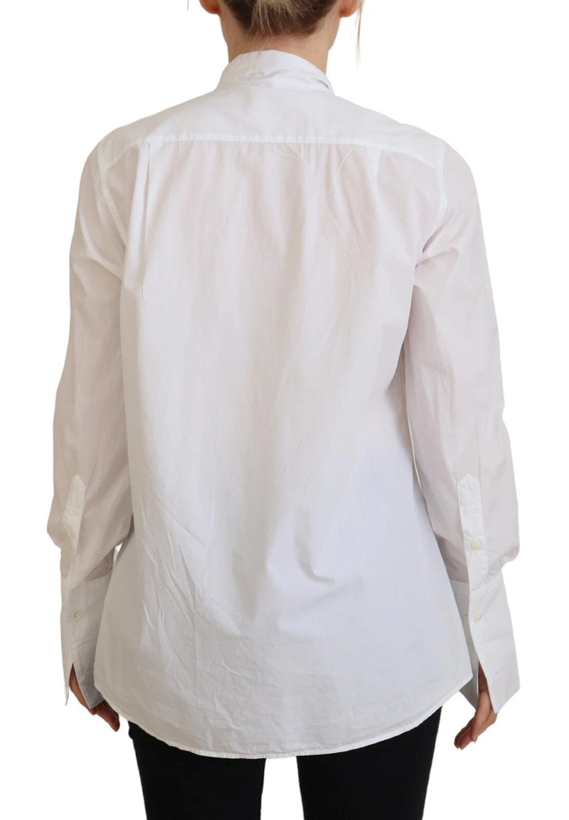 Dolce & Gabbana Chemisier Blanc en Coton à Manches Longues