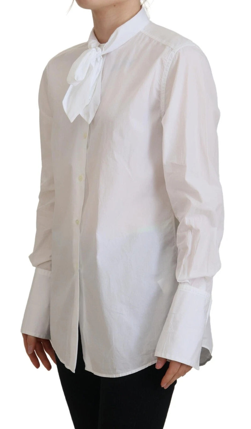 Dolce & Gabbana Chemisier Blanc en Coton à Manches Longues