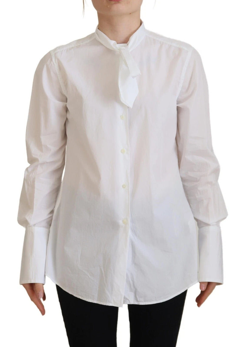 Dolce & Gabbana Chemisier Blanc en Coton à Manches Longues