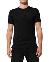 T-shirt homme en velours noir en coton avec imprimé du logo Dolce &amp; Gabbana